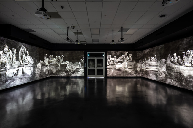 Installation view of EDISON PE�AFIEL: MARE MAGNVM (A Floridian Odyssey/Una Odisea en la Florida) at USF Contemporary Art Museum. Photo: Ian Foe.